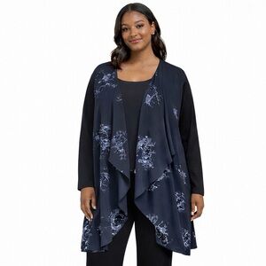 Beautiful Draped Front Cardigan in Black and Grey Size 2X